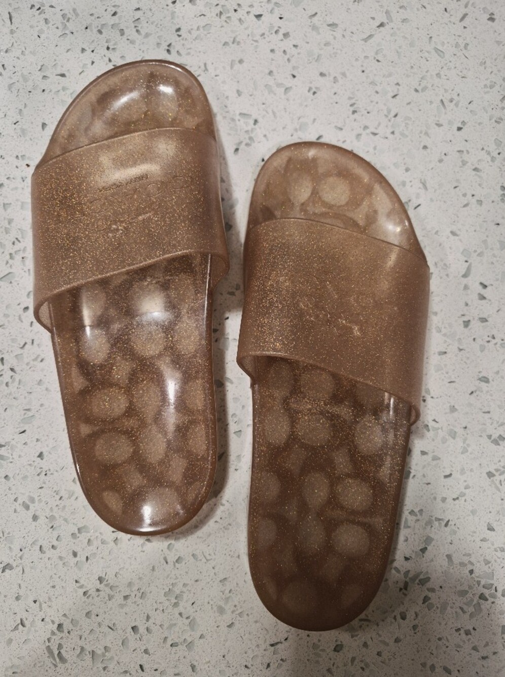 Coach Brown Glitter Slide Sandals for Women Size 8